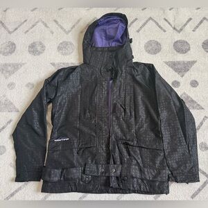 Black Hooded Jacket with Purple Lining